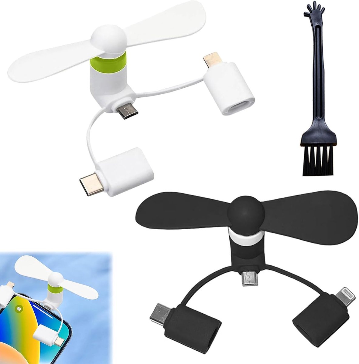Mobiele fan 3-in-1 - Draagbare koelventilator - Geschikt voor iPhone/Type C - Perfect voor onderweg - ShopVlot
