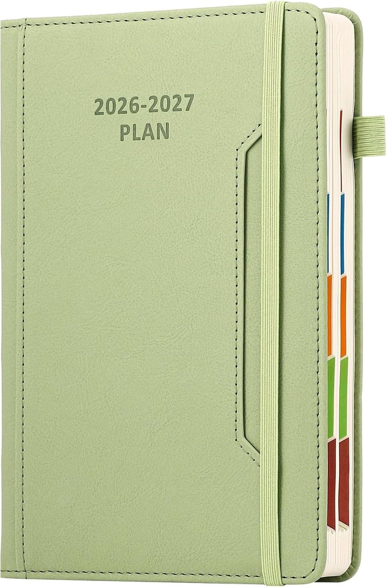 Academisch Dagboek - Groen - A5 - Hardcover Agenda met Penhouder en Elastische Sluiting - Voor Studenten en Professionals
