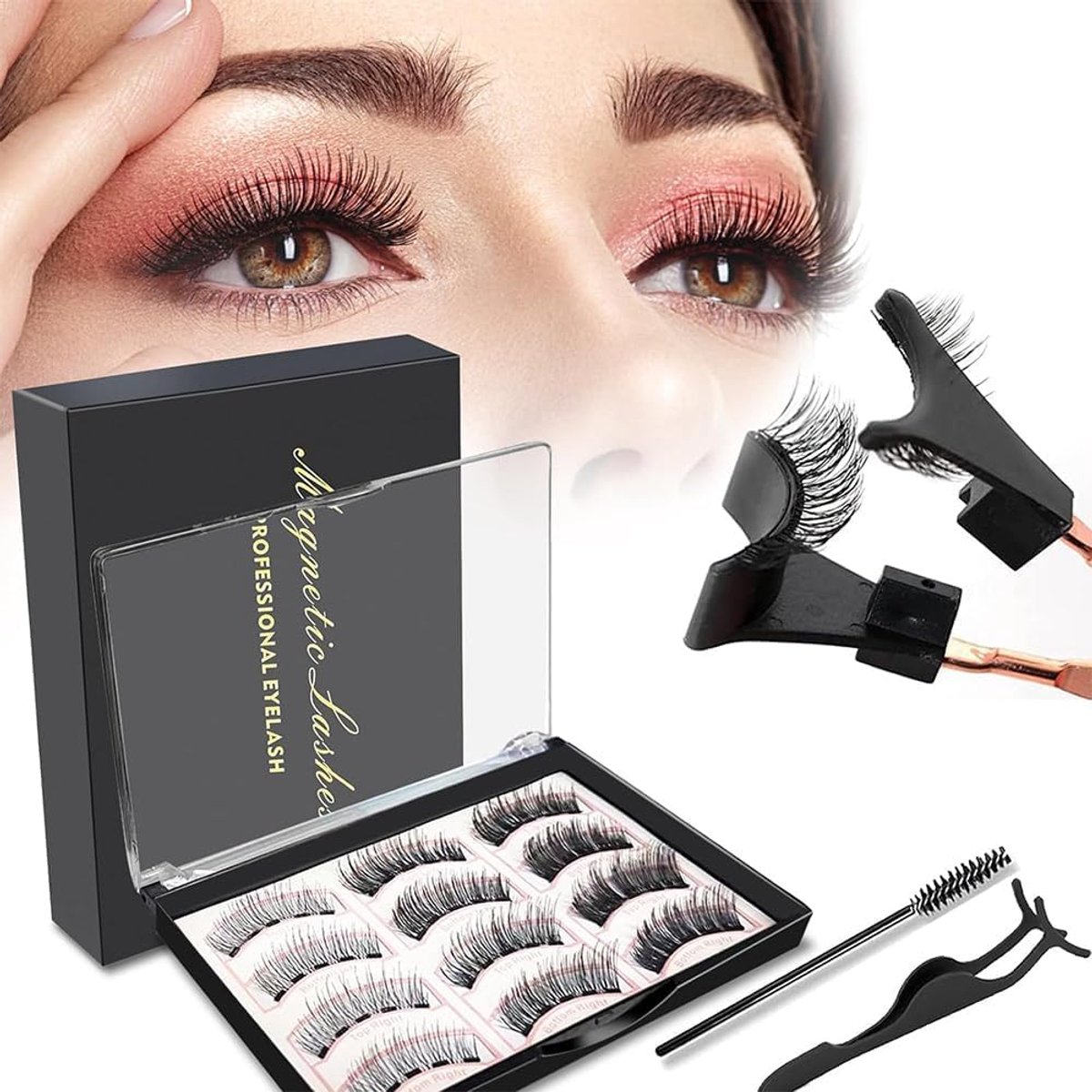 Magnetische Wimpers Set - 6 Paar Natuurlijke Magnetische Wimpers - Inclusief Wimperpincet - Eenvoudig te Gebruiken - ShopVlot