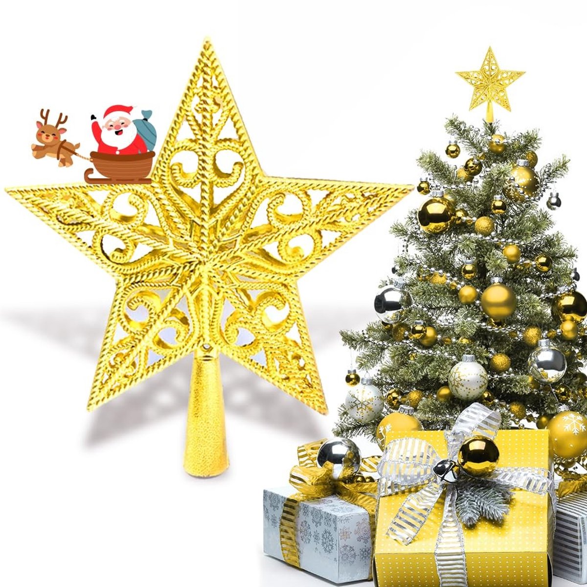 Solidchoice - Kerstboom Topper Ster Lichtgewicht Plastic Decoratie