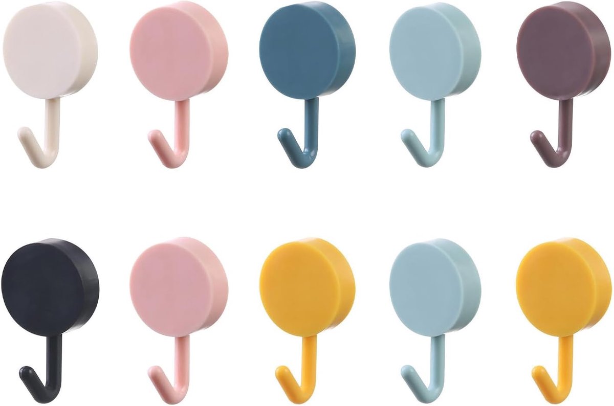 Kleurige Plastic Haakjes 10 Stuks - Zelfklevend - Creatief Ontwerp - Ideaal voor Opberging - ShopVlot