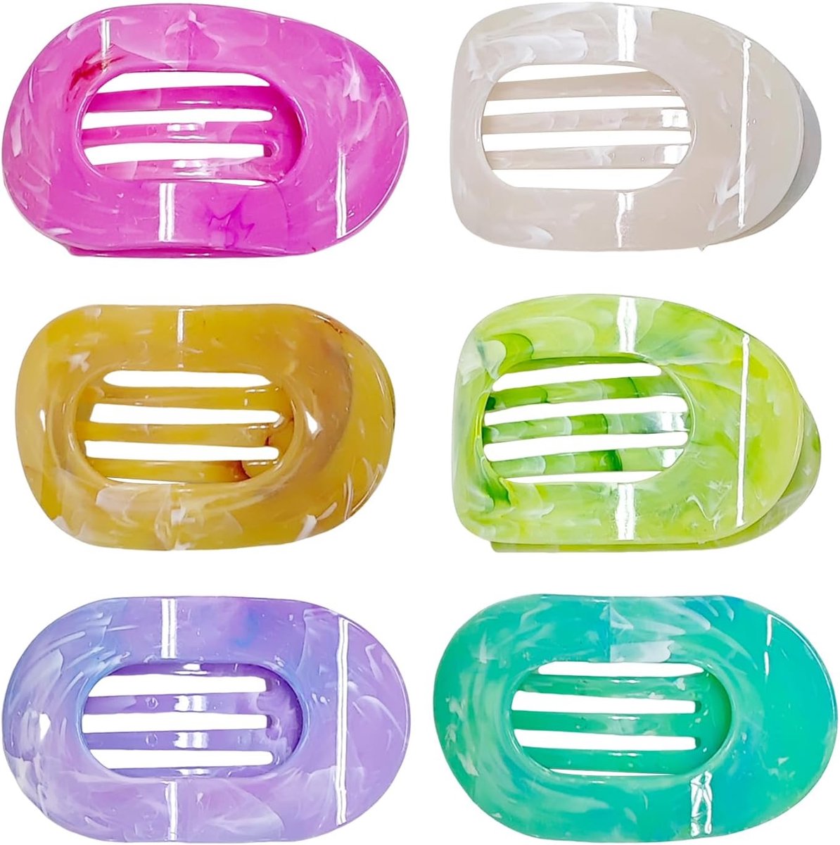 Haarspelden 6 stuks - marmerpatroon - lichtgewicht plastic - stijlvol haaraccessoire - ShopVlot