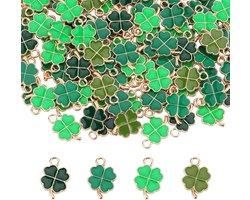 Clover Leaf Pendants 64pcs - Groene Vierbladige Charms - Metaal - Perfect voor DIY Sieraden - ShopVlot