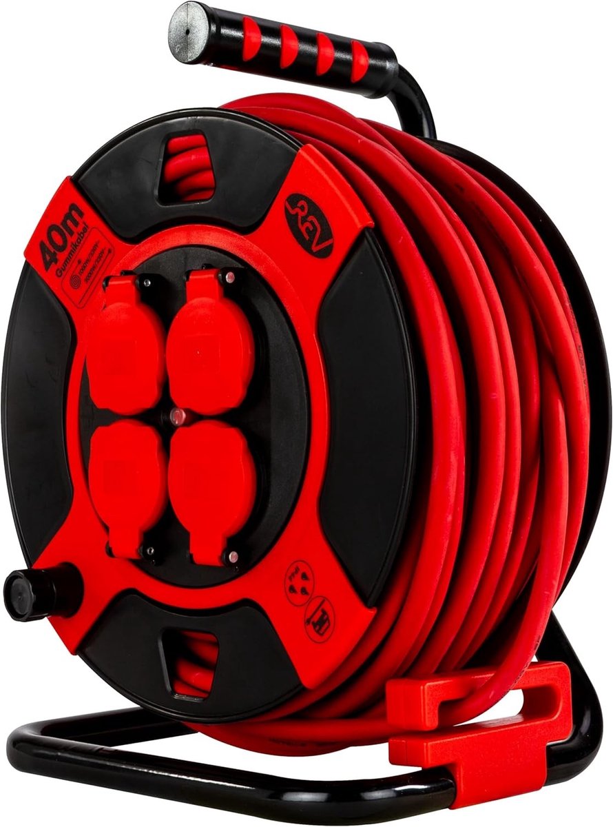 Kabelhaspel - Rood - 40 m - H07RN met Thermoschakelaar - Voor Buiten