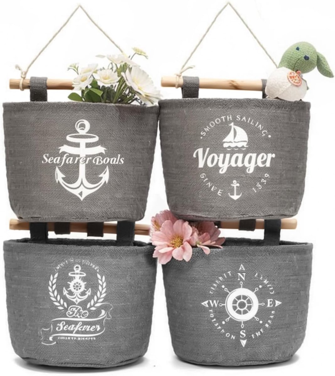 Hanging Bag - 4 Compartimenten - Premium Linnen - Ruimtebesparend voor Slaapkamer en Kantoor - ShopVlot