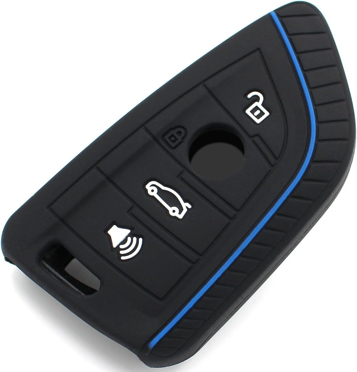 Siliconen hoes voor autosleutels - zwart en blauw - flexibel en beschermend - past op BMW key - ShopVlot