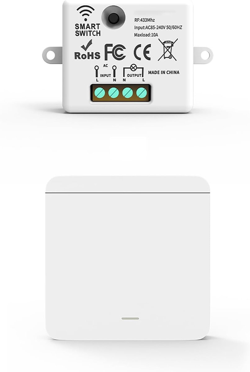 Smart WiFi Lichtschakelaar Set - Ontvanger + Draadloze Schakelaar - Slimme Besturing - Bedien apparaten met stem - ShopVlot