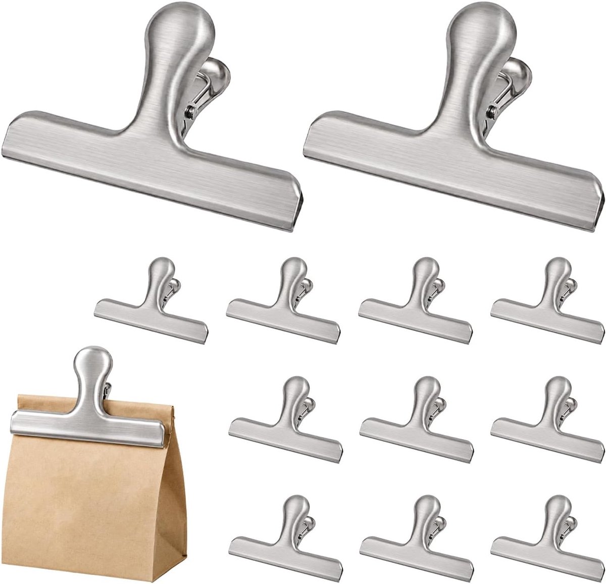 Sluitklemmen groot 120 mm - metalen clips - roestvrij staal - voor levensmiddelverpakking - ShopVlot