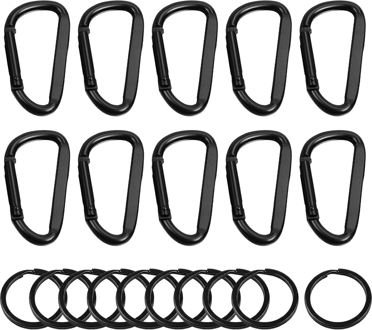 Klimkarabijnhaken 10 stuks - Zwart - D-vorm aluminiumlegering - Ideaal voor kamperen - ShopVlot