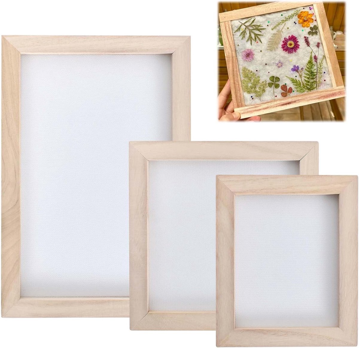 Houten papierproductielijst 3 maten - grenenhout - duurzaam en schimmelbestendig - ideaal voor knutselprojecten - ShopVlot