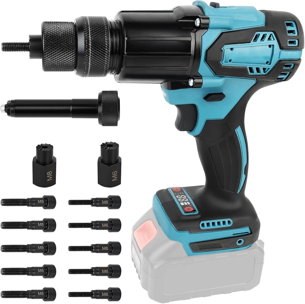 Rivettang accu 2-in-1 - compatibel met Makita 18V - met M6/M8 mondstukken - draadloos en mobiel - ShopVlot