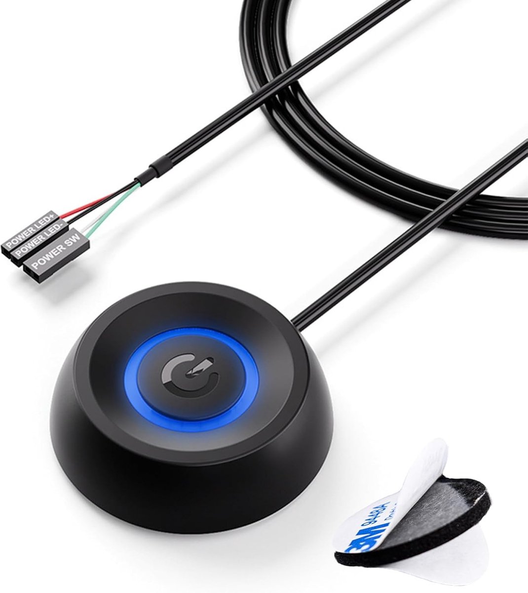 Pc power button met lange kabel - externe schakelaar met LED licht - handige remote start functie voor desktopcomputer - ShopVlot