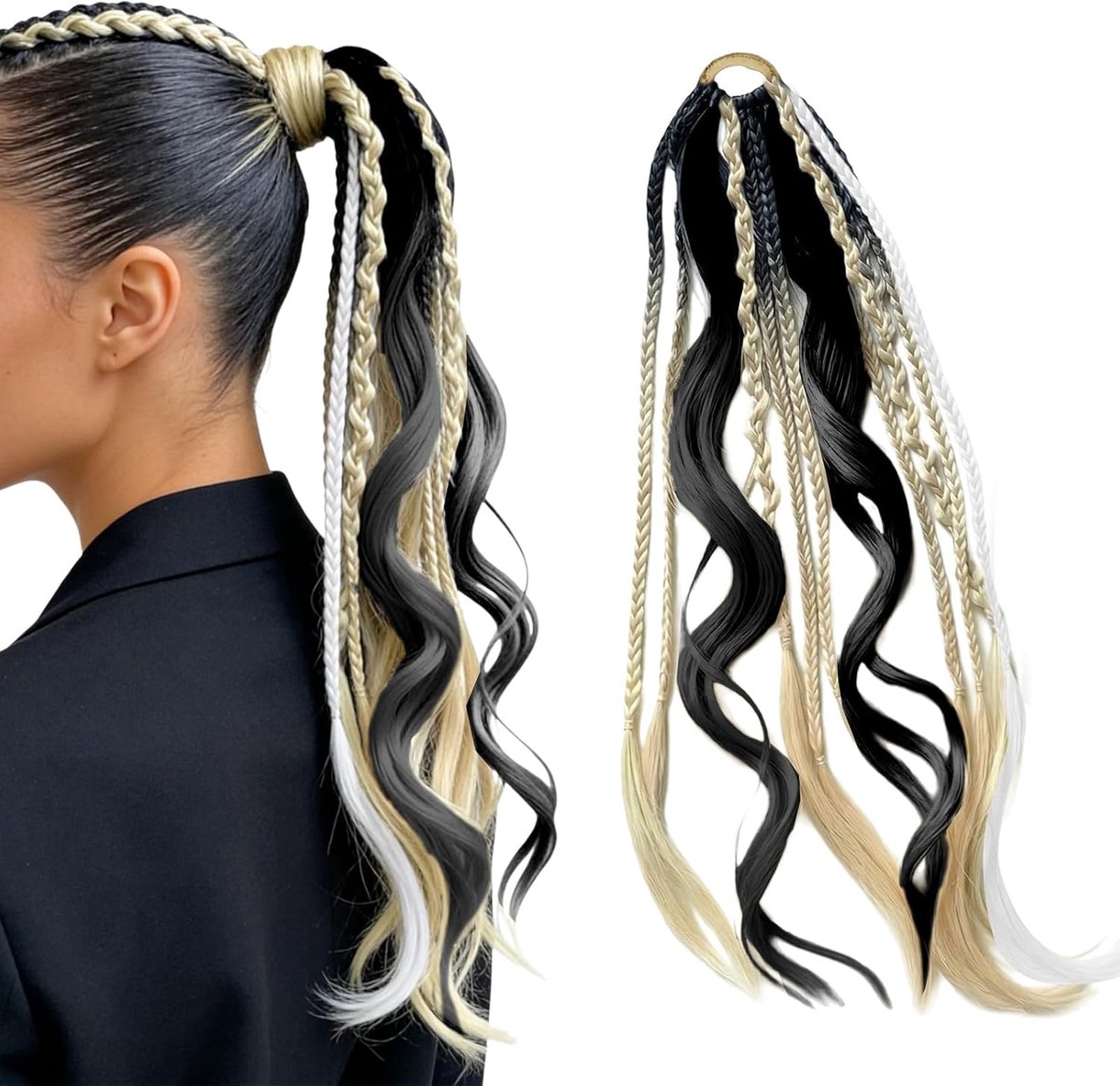 Haarelastiek voor dreadlocks - wit - met kralen en bedeltjes - ideaal voor boho-stijl - ShopVlot