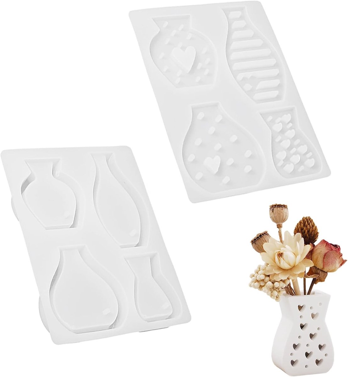 mini-vaasvormen siliconen - 4 stuks - herbruikbare gietvormen - voor kleine bloempotten - ShopVlot