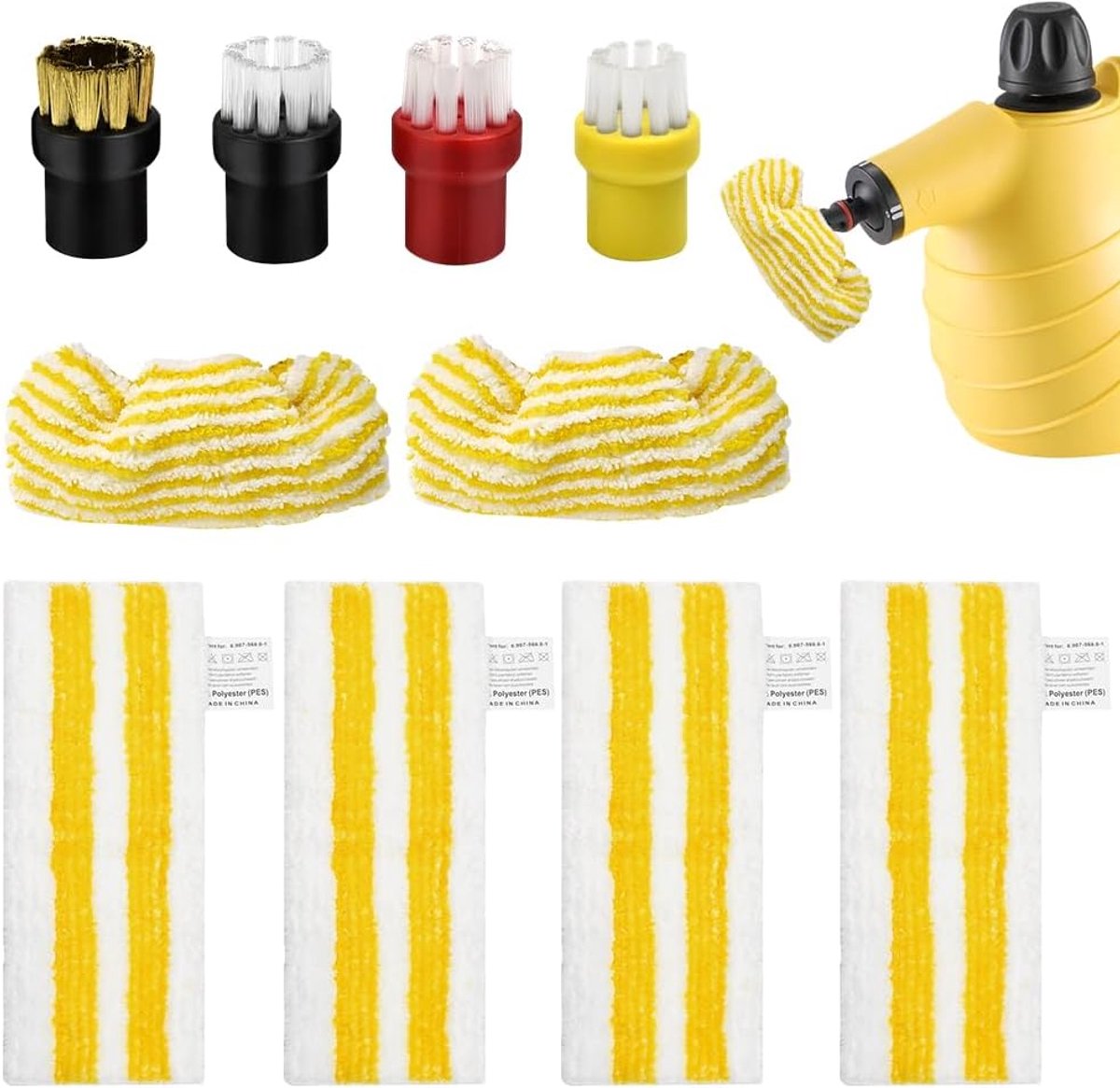 Stoomreiniger accessoires set - 10-delig - vloerdoeken en borstels - veelzijdige reiniging - ShopVlot