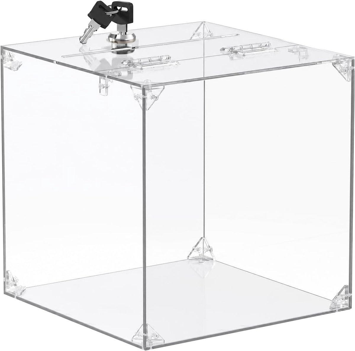 Donatiebox 20 x 20 x 20 cm - transparant acryl - afsluitbaar - ideaal voor evenementen - ShopVlot