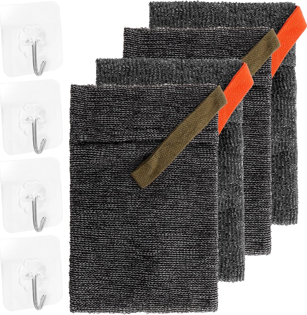 Zeepzakjes - Zeepnetten - Douchen en Peeling - Sneldrogend Nylon - 4 stuks - Grijs