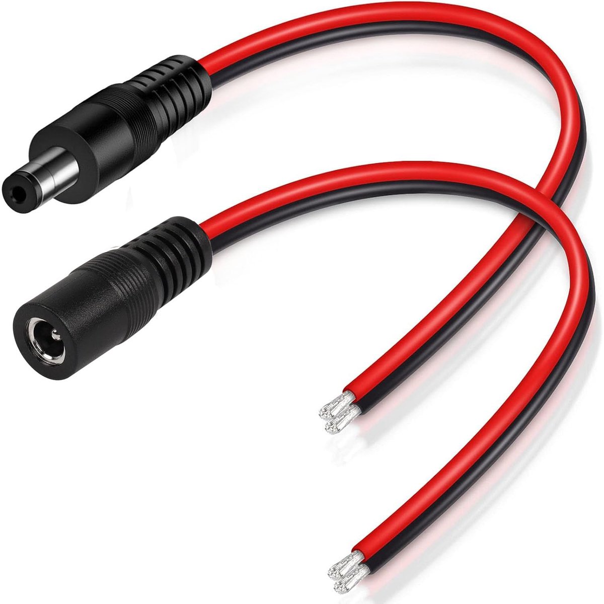 DC Power Pigtail Kabel 14 AWG 5.5mm x 2.5mm - 12V DC Male Female Connector - Voor Beveiligingscamera - ShopVlot