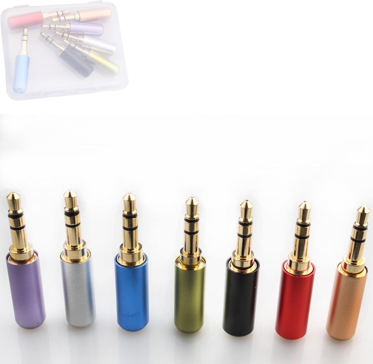 Jackplug set 3.5mm - 7 stuks - goudgeplateerd - ideaal voor het zelf maken van stereo hoofdtelefoon kabels - ShopVlot