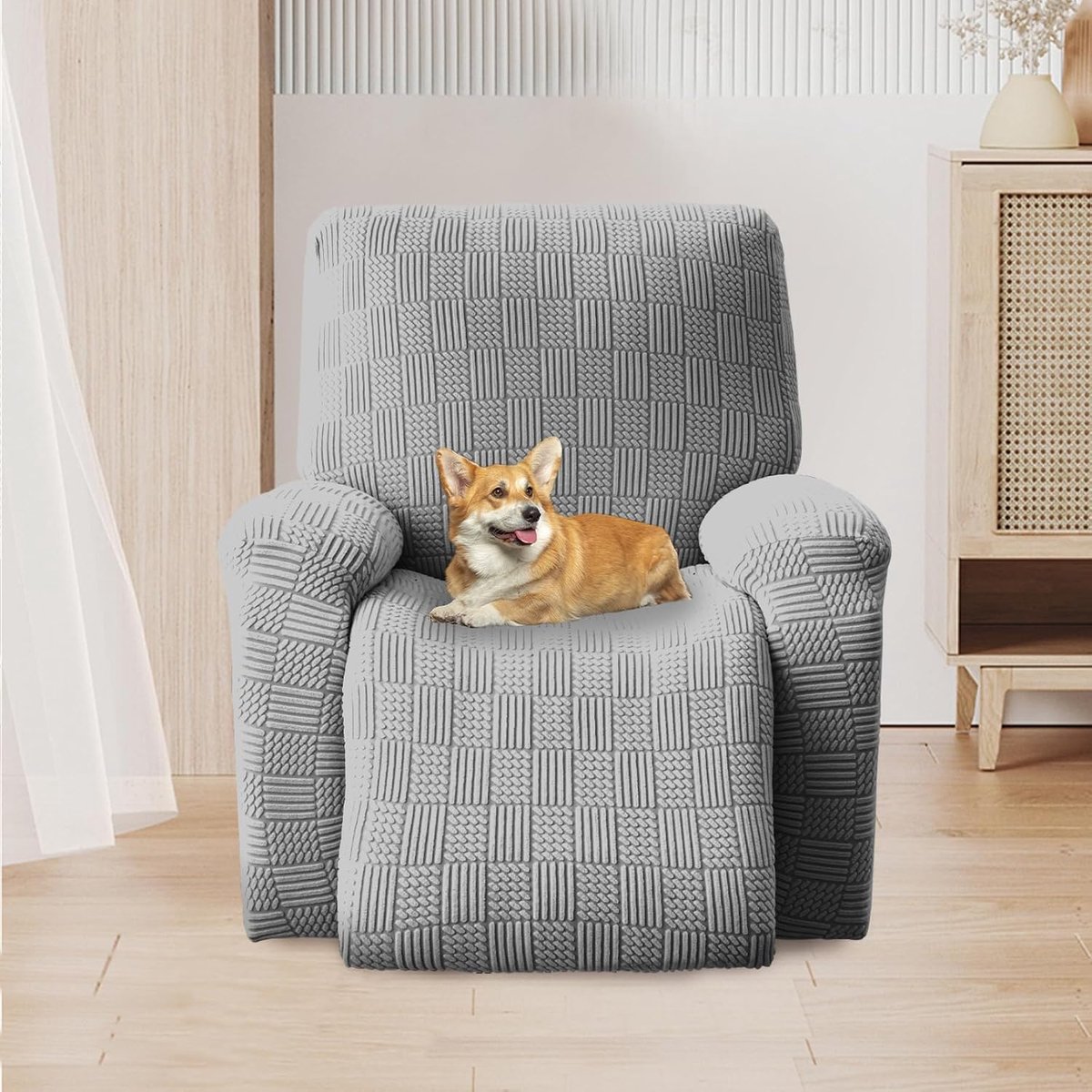 OKYUK Recliner Chair Cover Stretch Cover Relax Chair Covers Elastic 4 Piece Chair Protector Cover Non-Slip High - ShopVlot
