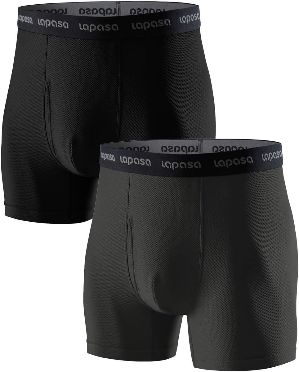 LAPASA men's sports underpants 2-pack with handle, quick-drying elastic, no wolf functional underwear M16 MEHRWEG, 3.3 - ShopVlot