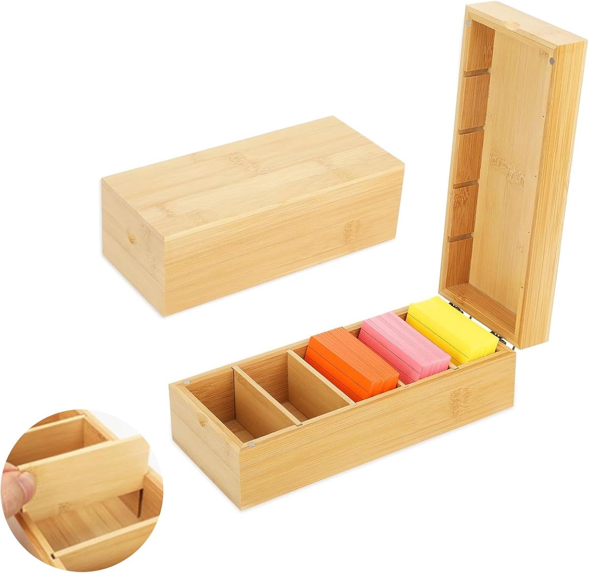 BEIMEIII A8 Aarteikarten Box Holz mit Deckel 22cm*9.5cm*7cm Classic Learning Card Box for Office, Schools and Home - ShopVlot