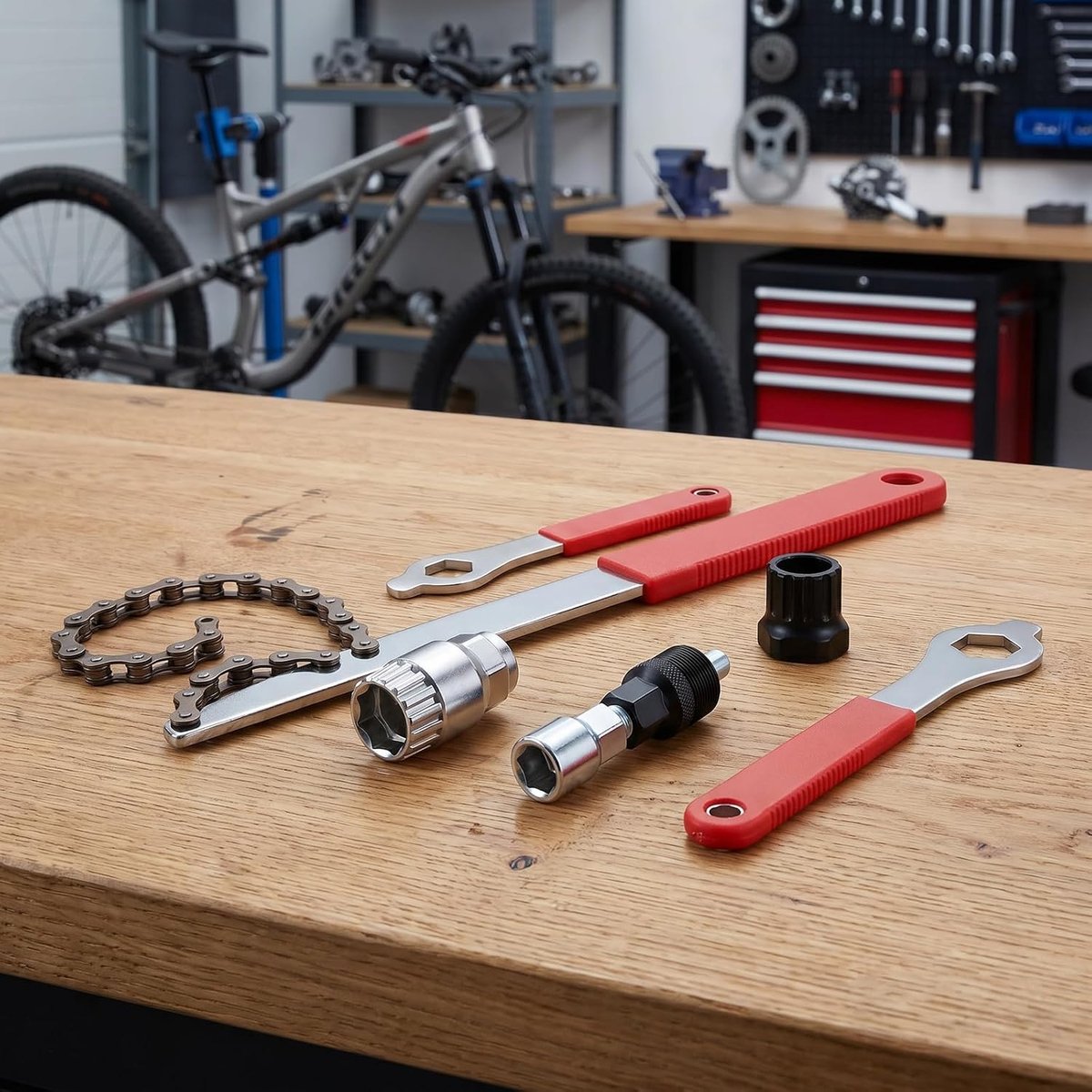 Fietsgereedschapsset, 5-delig, cassette-trekker, vrijlooptrekker, fiets-cranktrekker, 16 mm sleutel, trapastrekker - ShopVlot