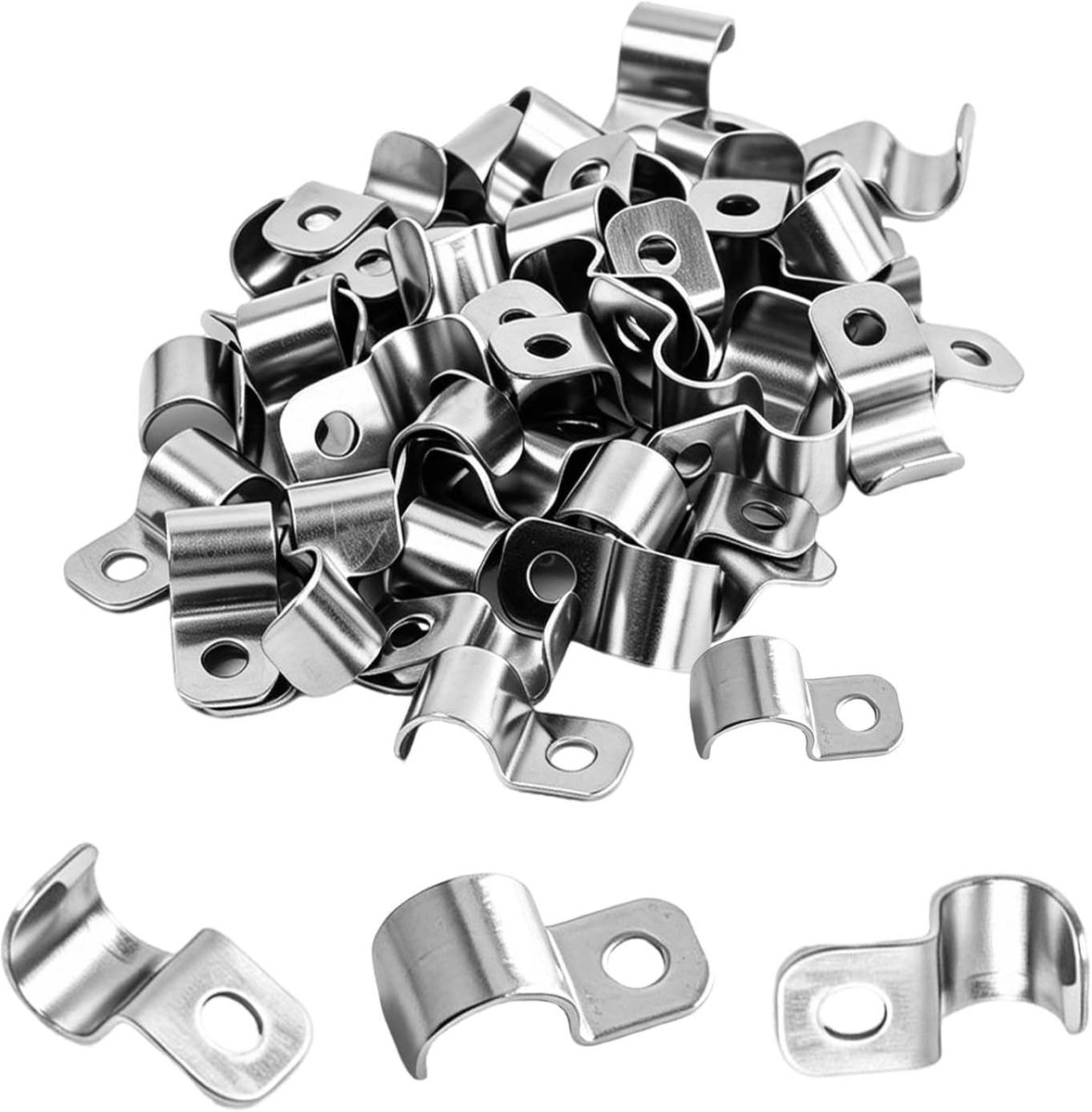 50 stuks kabelklemmen voor schroeven, metalen buisvastmaken, Ø 7-8 mm kabelklemmen van metaal met 50 edelstalen - ShopVlot