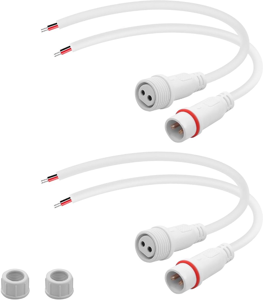 2-polige waterdichte luchtvaartkabel, 4 m IP65, stekker-aansluiting, waterdicht (wit 2-polig) - ShopVlot