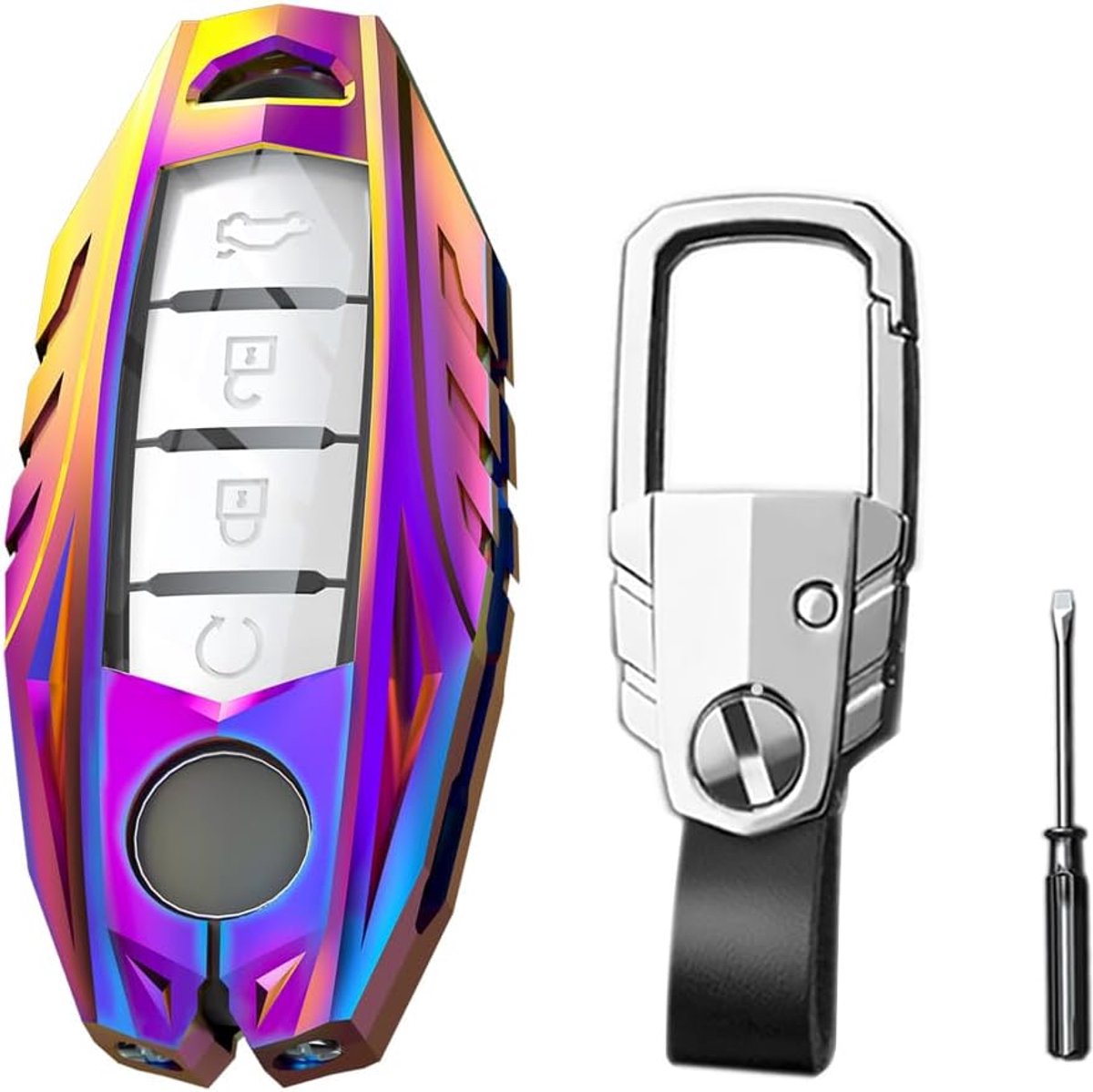 Zinc Alloy Case Shell Cover Protector Holder Compatible with NISSAN INFINITI Smart Remote Key Chain 2 3 4 5 Button - ShopVlot