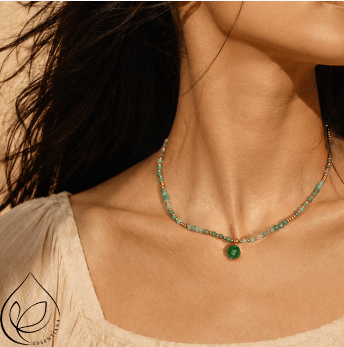 Ketting Groene Aventurijn Verguld – Auréla