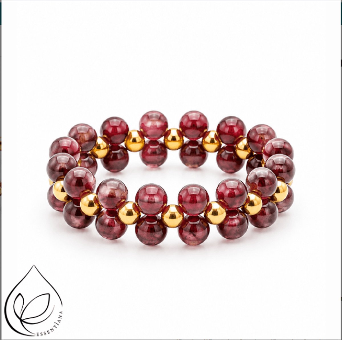 Goudkleurige Ring met Granaat – Perly