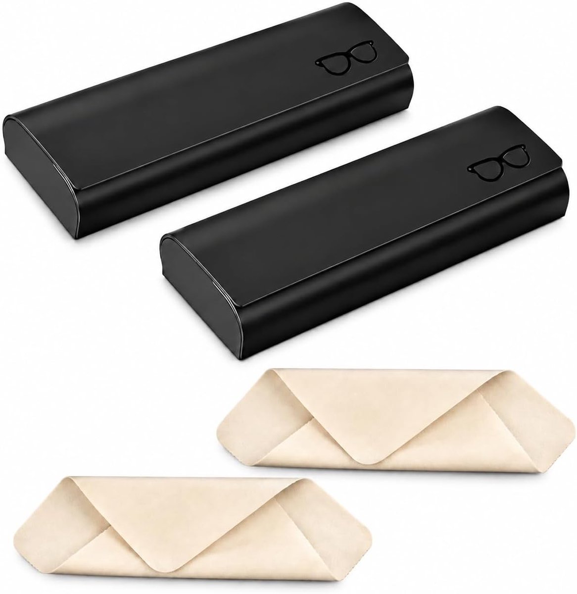 Set van 4 PU-leren brillenkokers met stevige schaal, elegant ontwerp voor dagelijks gebruik, veilig opbergen van brillen en ideaal voor reizen