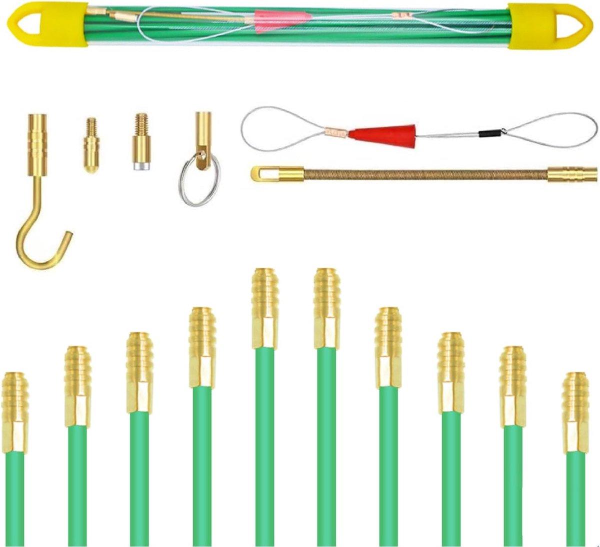 Professional Cable Guide 4 mm 33 cm 10 Guide Rods 4 mm 30 m TOOSOAR for Pulling Cables, Green - ShopVlot