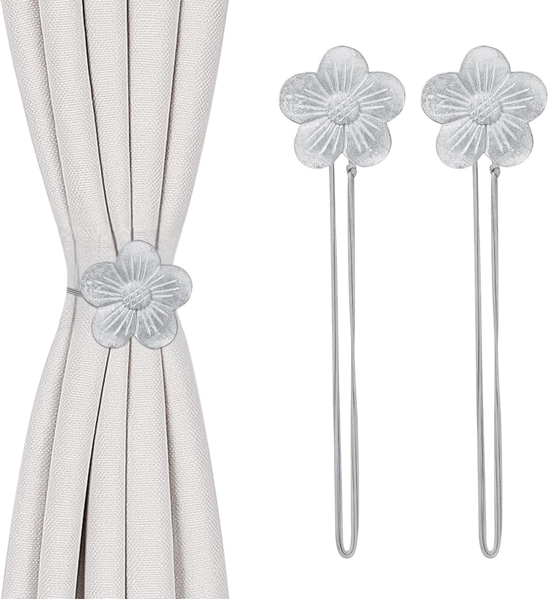 TopHomer 2 magnetic flower curtains with binding backs - 5 colours available - Powerful magnet and adjustable cord - ShopVlot