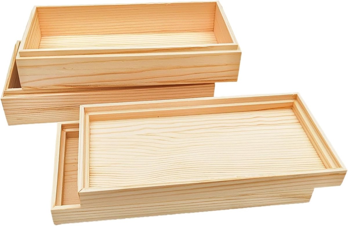2 Stuks Onafgewerkte Houten Opbergdozen met Deksel, Ideaal voor DIY Projecten, Kunst en Hobby's (20 x 10 x 5cm)