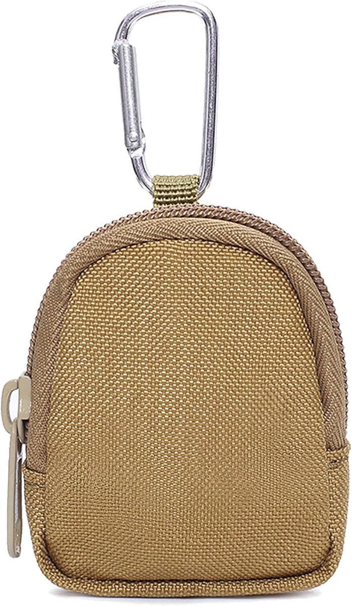 Kleine Organizer Tas met Rits voor Munten, Sleutels en Accessoires, Bruin Canvas, Ideaal voor Thuis en Onderweg