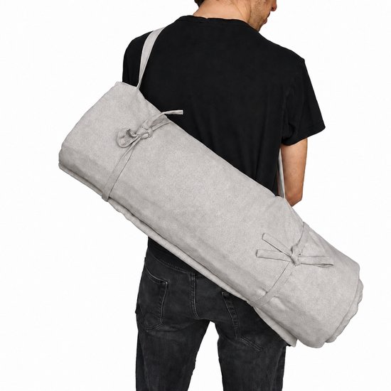 Samarali Yoga mat Katoen - Kasteel Grijs - Yoga mat extra dik - Meditatiemat - Pilates mat - 200x65 CM - 100% Biologisch van Samarali — afbeelding 4