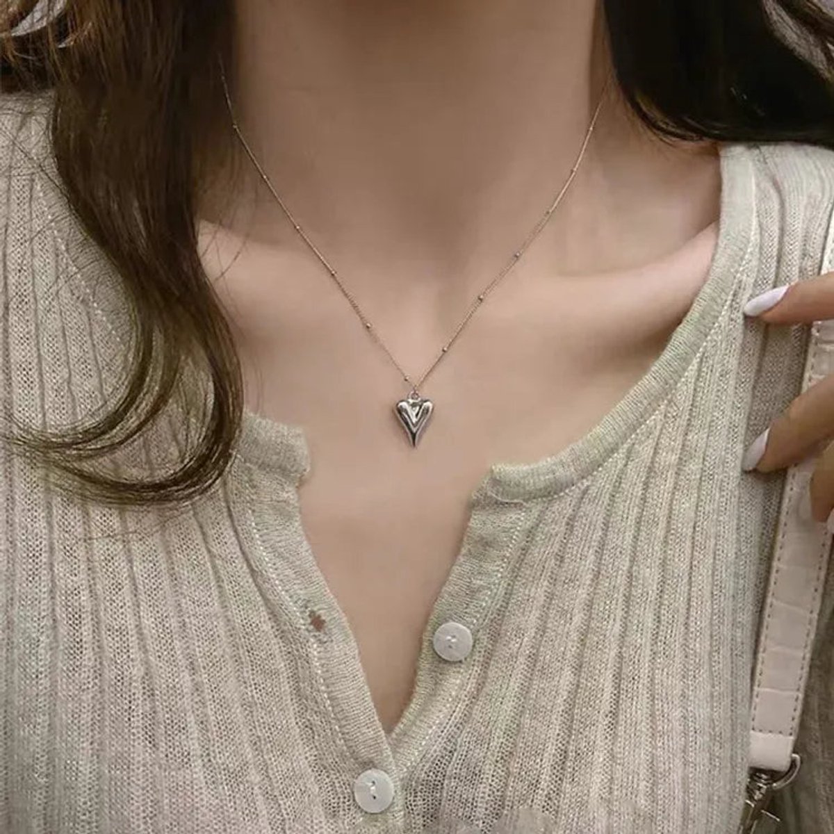 Amora - Hartjes Ketting - Stainless Steel - -