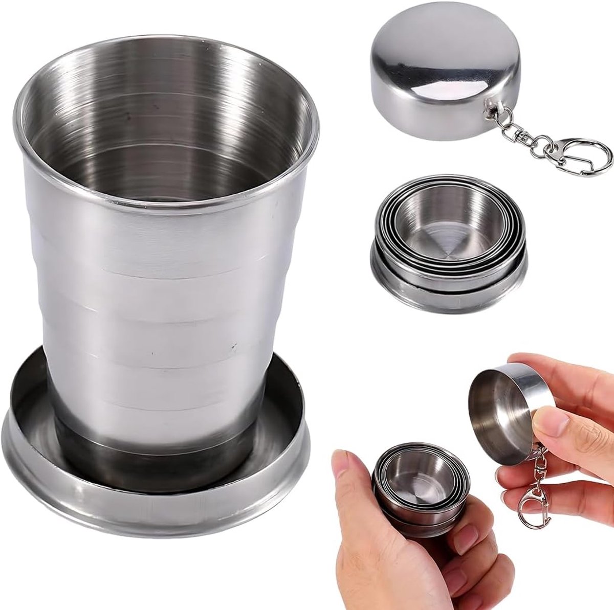 75 ml foldable travel cup, compact and portable with key ring, ideal for camping, hiking, mountaineering, picnic and - ShopVlot