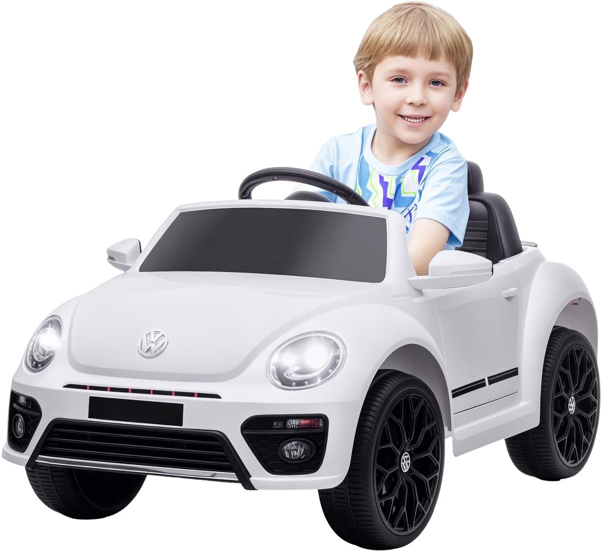 Elektrische Kinderauto 12V – Kinder Voertuig met 2.4G Afstandsbediening, Muziek en Claxon – Rijdende Speelauto voor Kinderen – Wit