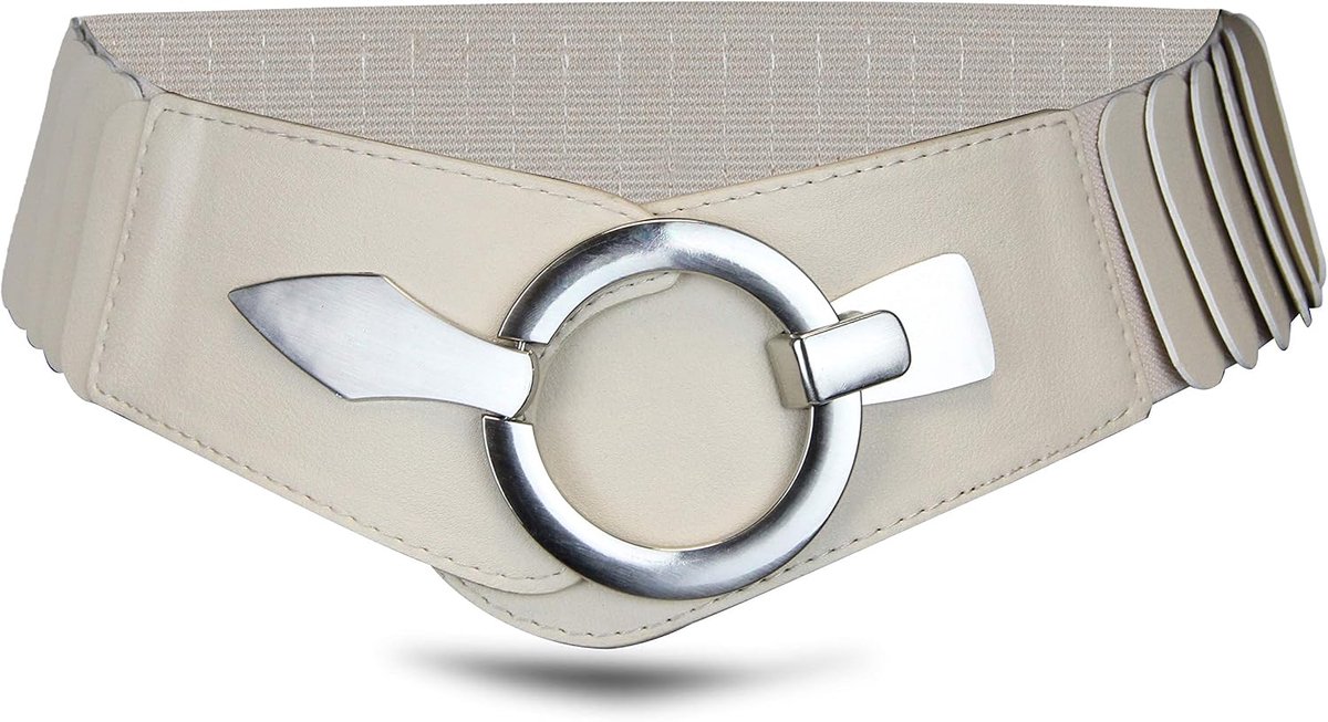 Ladies elastic waist belt, approx. 6 cm wide with silver ring closure, elastic belt - ShopVlot