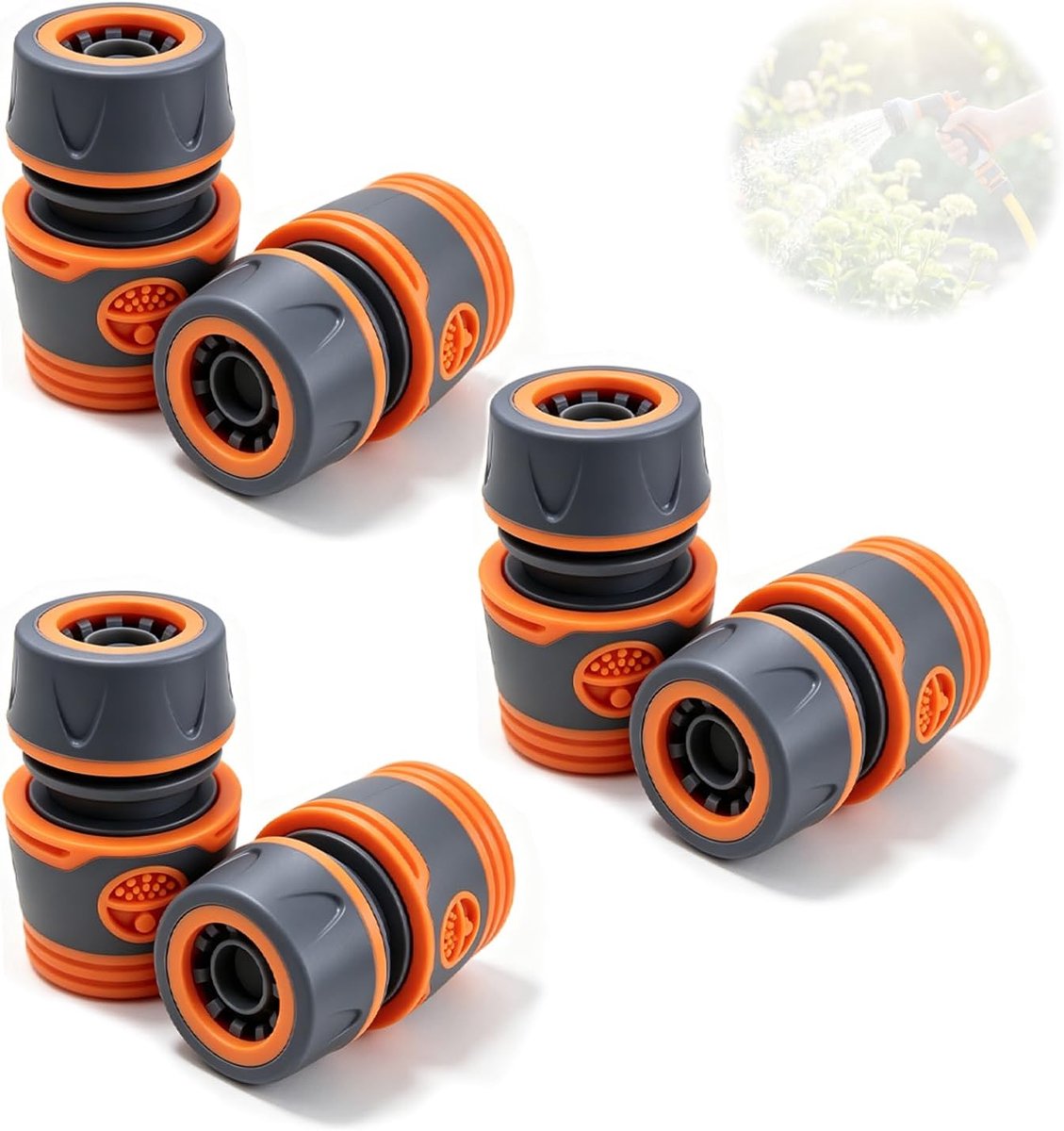 6 snelkoppelingen, 1/2 inch, ABS, voor tuinslangen, 13 mm - 6 stuks, 1/2 inch (13 mm), ABS, slagvast - ShopVlot