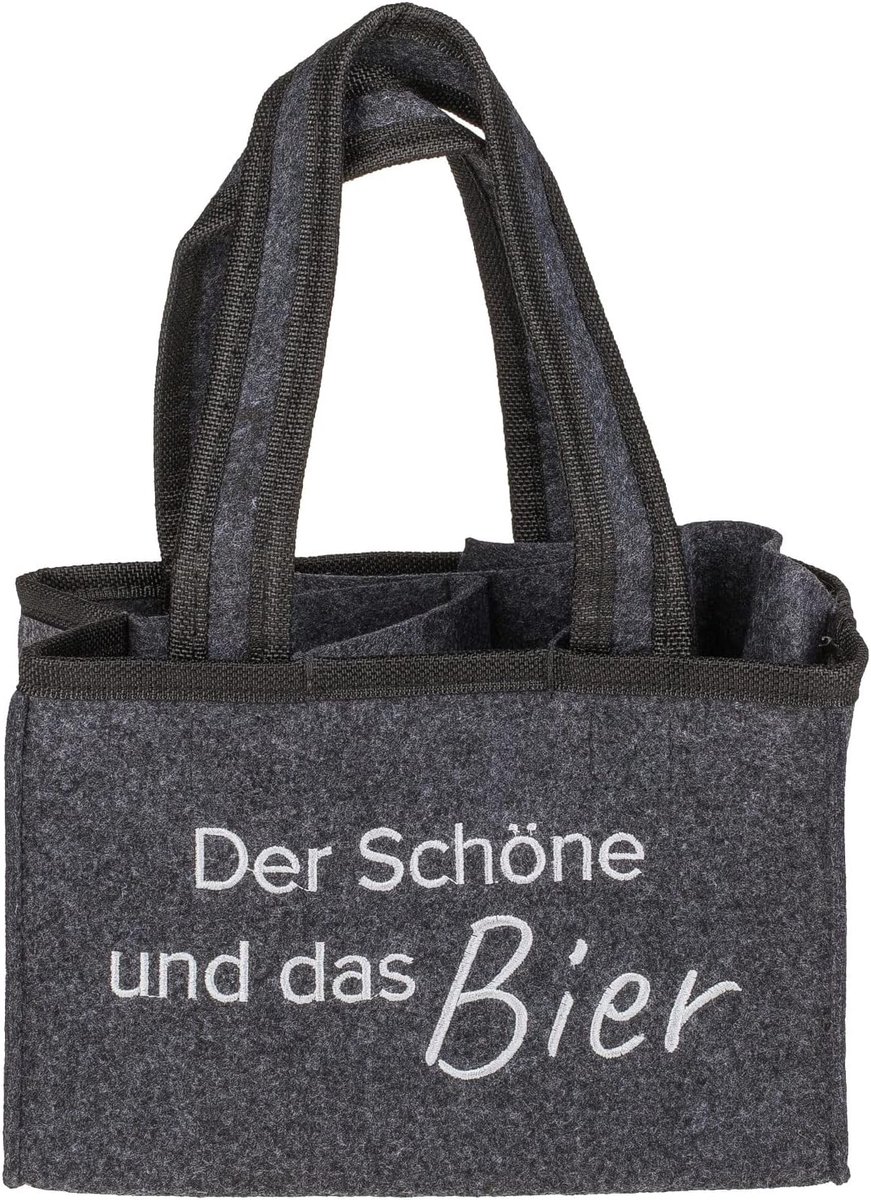 Out of the blue Bottle bag beer carrier bottle carrier for 6 bottles of Belle and the beer, 71/2652, gray, grey - ShopVlot