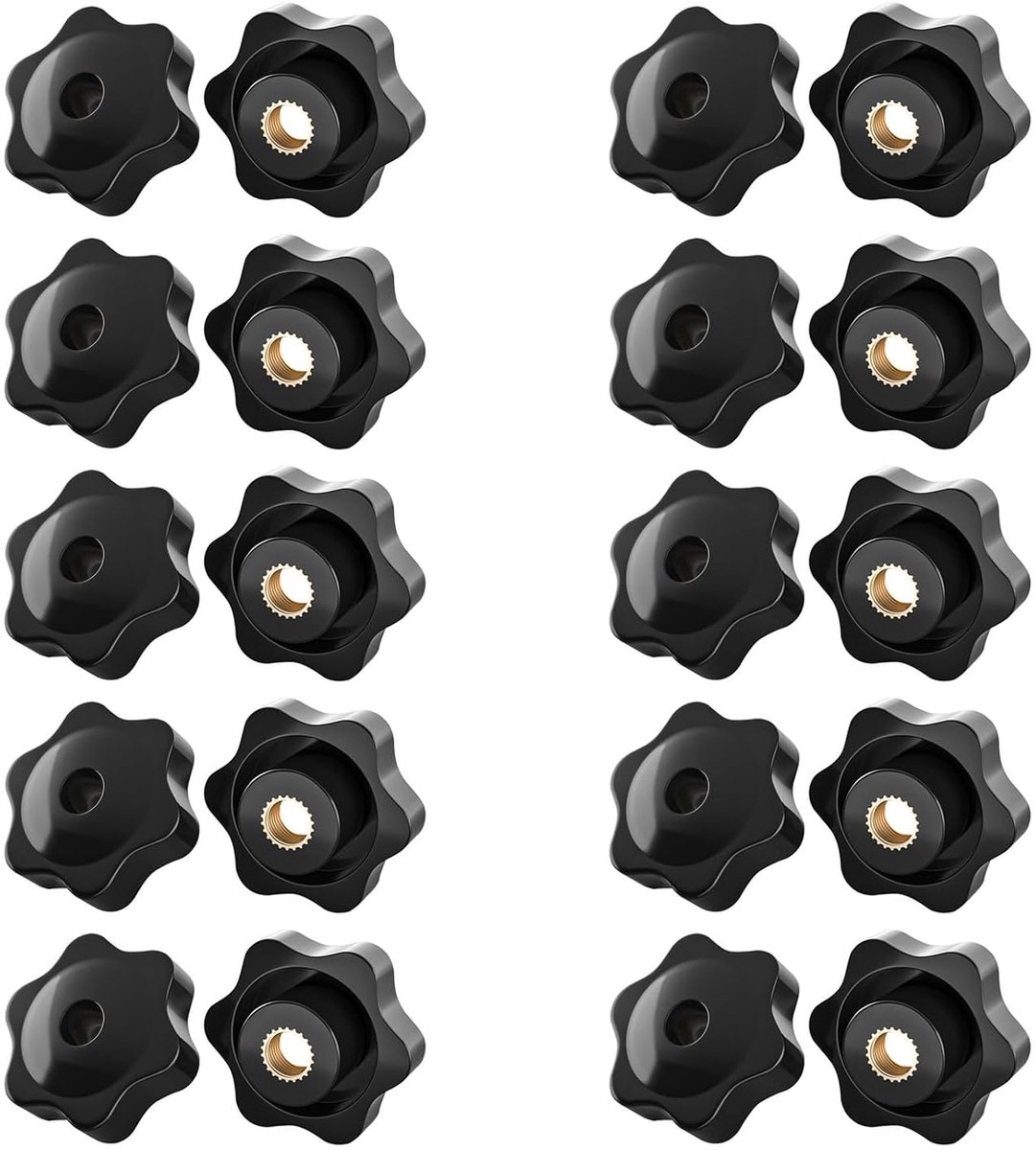 Pack of 20 Star Grip Nuts M4 Clamp Knob Star Handle Knurled Nut Black Plastic Grip Nuts Knurled Nuts M4 25 mm Star - ShopVlot