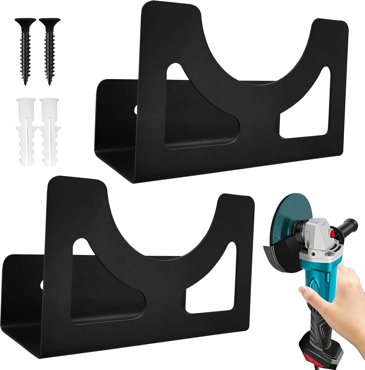 Pack of 2 Angle Grinder Holder, Wall Mount with Mounting Screws, Multifunctional Angle Grinder, Wall Mount, Universal - ShopVlot
