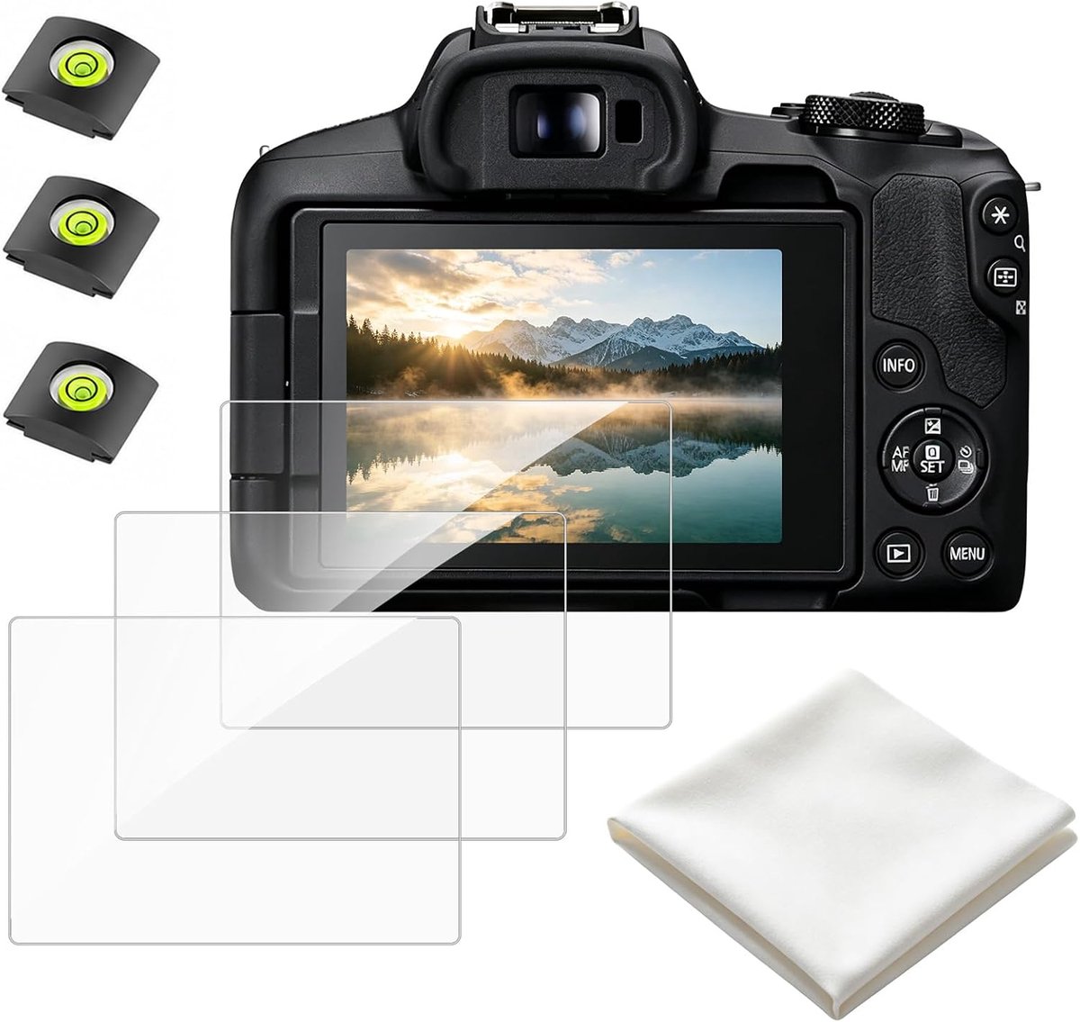 Displaybeschermfolie voor Canon EOS R50/R8, 3x 9H pantserglas beschermfolie, breukbescherming, krasbestendig & - ShopVlot