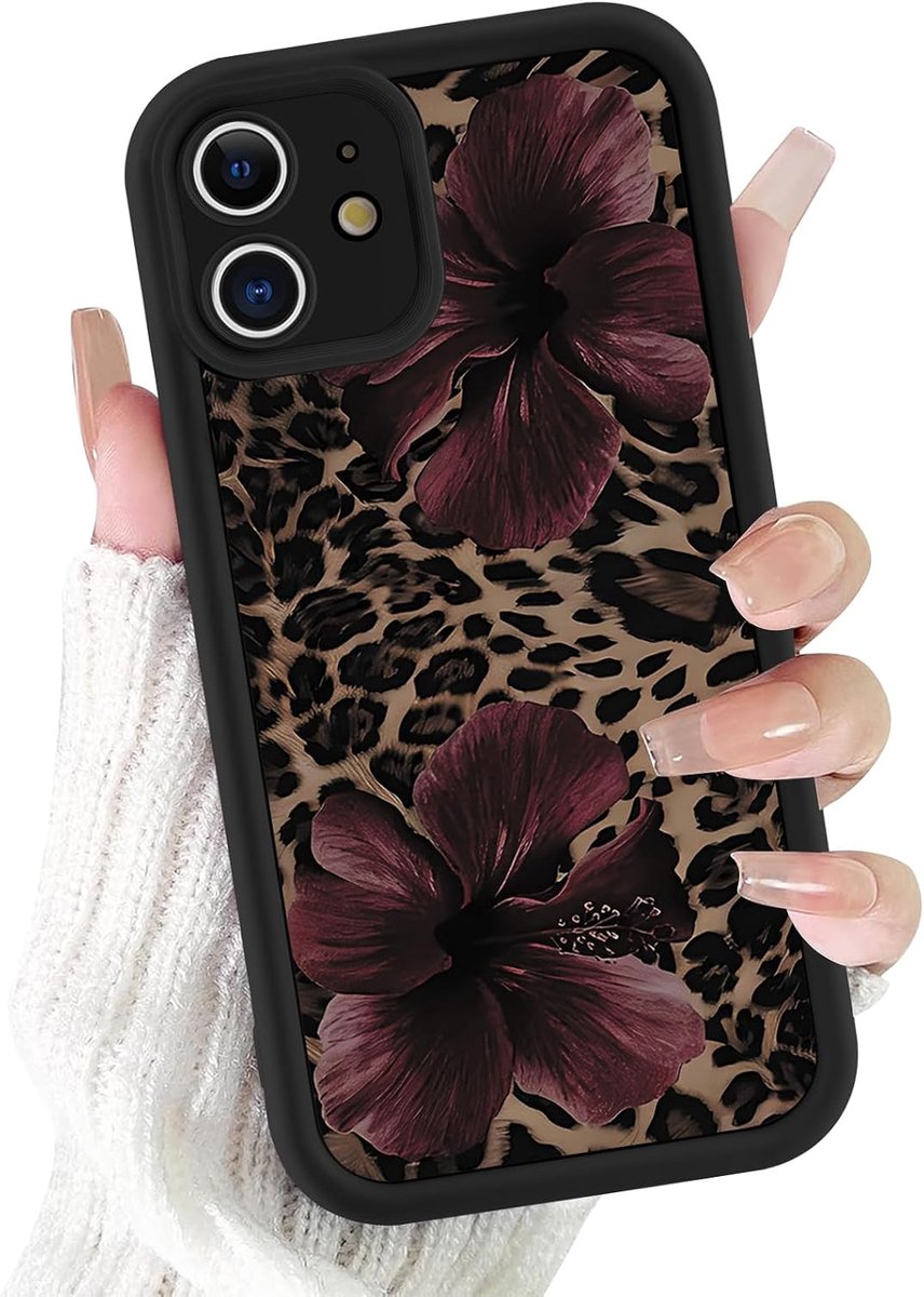 Yirlbey Leopardo Beschermhoes voor iPhone 12 6,1 inch (15,5 cm), esthetisch, schattig, zomer, collage, bloem - ShopVlot