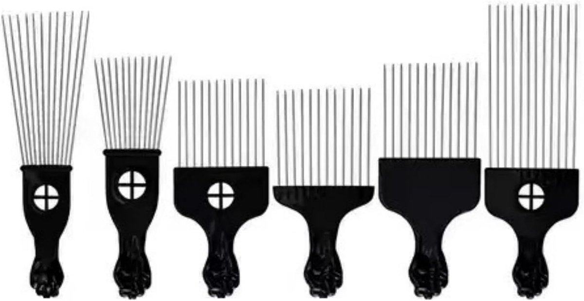 Professionele stylingkamset, zwarte kapperskammen met verschillende maten, 6 stuks, antistatisch voor haarstyling en - ShopVlot