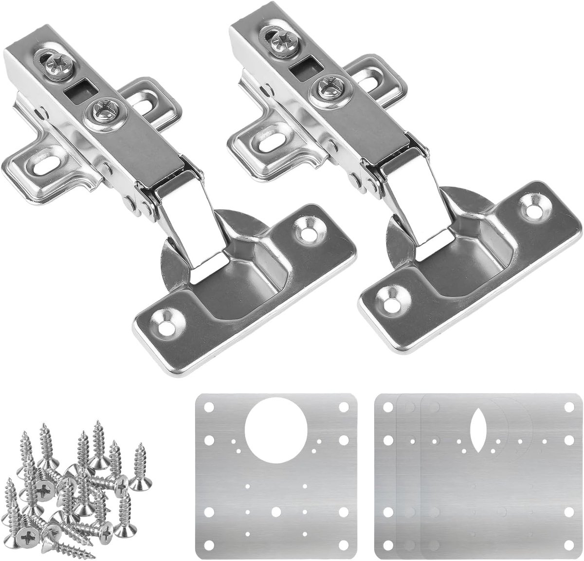 2pcs Stainless Steel Dampening Hinges, Repair Board, Soft-Close Kitchen Cabinet and Cabinet Doors - ShopVlot